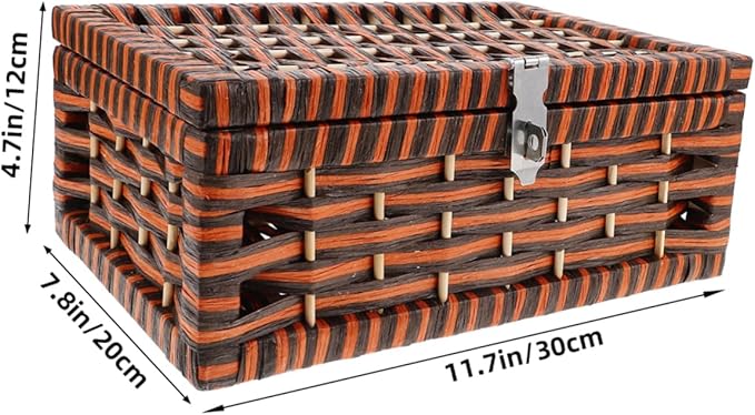 PRETYZOOM Woven Storage Bin Lid Pretty Box for Makeup Rustic Decorative Organizer Random Style