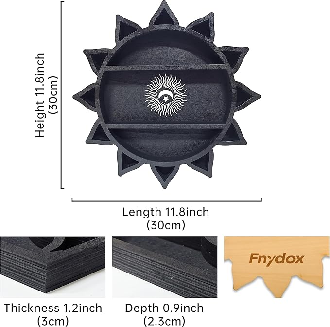 Crystal Shelf Display for Wall, Crystal Display Shelf Chakra Wooden Lotus Flower Crescent Moon Shelf Wall Decor, Decorative Home Floating Shelf Stone Storage Gem Holder Boho Hanging Organizer