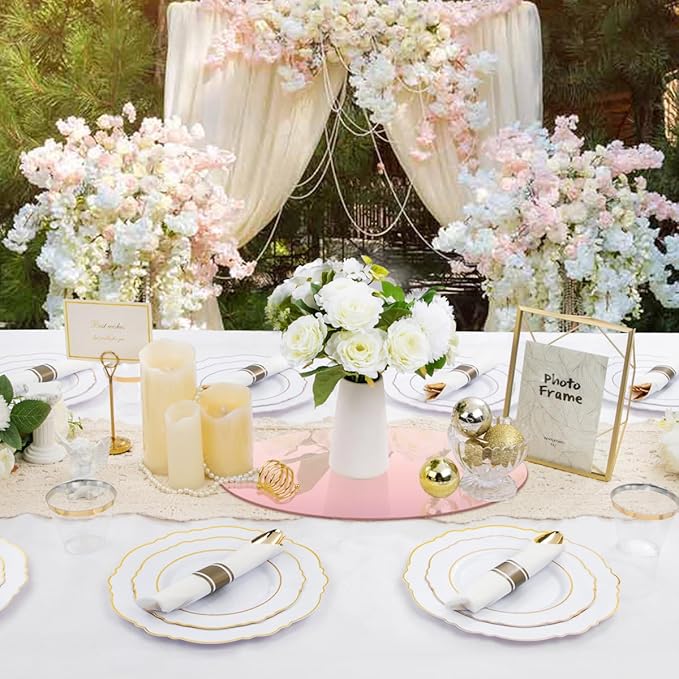 8 Pcs Acrylic Round Mirror for Tables Centerpieces, 8 inch Circle Mirror Tiles Tray for Wedding Wall Home Living Room Bedroom Decor, Small for Crafts (8in/20cm)