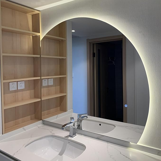 Bathroom Mirror, 3 Colors Dimmable Lighting, Anti-Fog Wall Mirror,Makeup Vanity Mirror with Touch Switch for Bathroom,Bedrooms,Living Rooms and More (Size : 39.3"x39.3"/100x100cm) (One Color 4