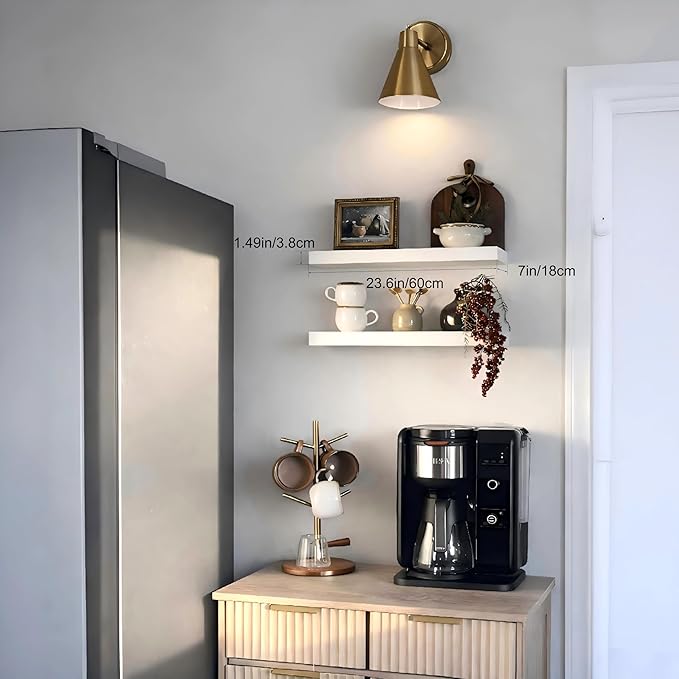 Floating Shelves for Wall, 24" Wall Mounted Shelves, Modern Decor & Storage for Bathroom, Bedroom, Kitchen, Living Room, with Invisible Brackets, Set of 2, White
