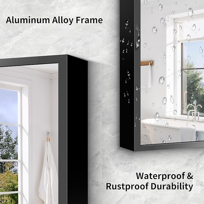 71"x30" Floor Mirror Full Length - Standing Mirror with Aluminum Alloy Frame, Large Body Mirror for Bedroom, Living Room, Wall Mounted or Leaning
