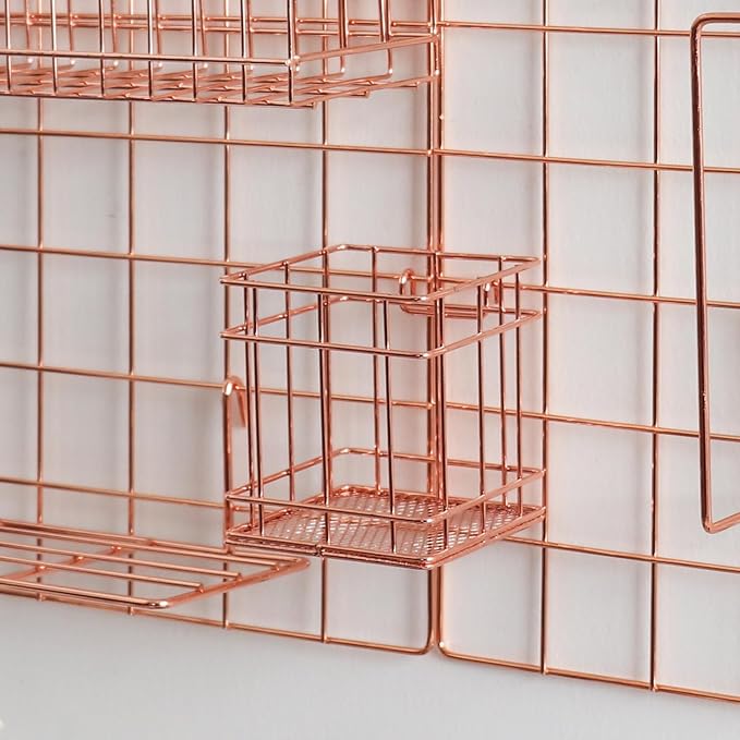 Metal Mesh Wall Grid Panel for Photo Display,Message Board,Size: 17.5" x 11.8",Pack of 2 (Rose Gold)