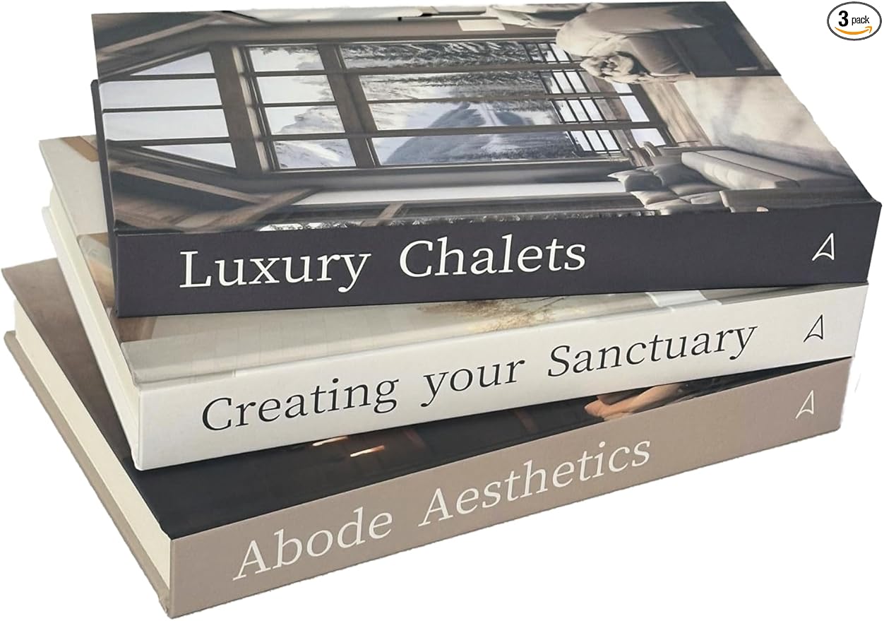 Array & Arrow Fake Decorative Books for Home Decor - Set of 3 Hardcover Faux Books for Storage, Modern, Stylish, and Minimalist Coffee Table Decor, Keepsake, Hidden Storage with Magnetic Closure