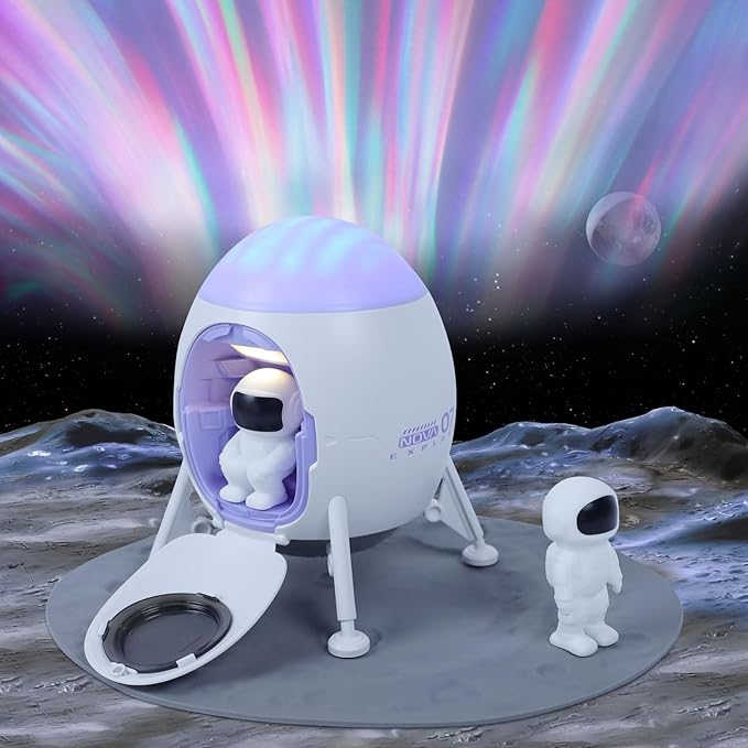 Lander Astronaut Projector Night Light, Built-in Speaker Space Man Buddy LED Planetarium Spaceman Lamp Gifts with White Noise Mode for Kids Adults Bedroom Ceiling Room Decor
