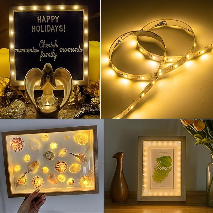 2 Pack Battery Operated LED Light Strip, 1.6FT/1PCS 60 LEDs Firefly Starry Moon Lights for DIY Party Wedding Patio Christmas