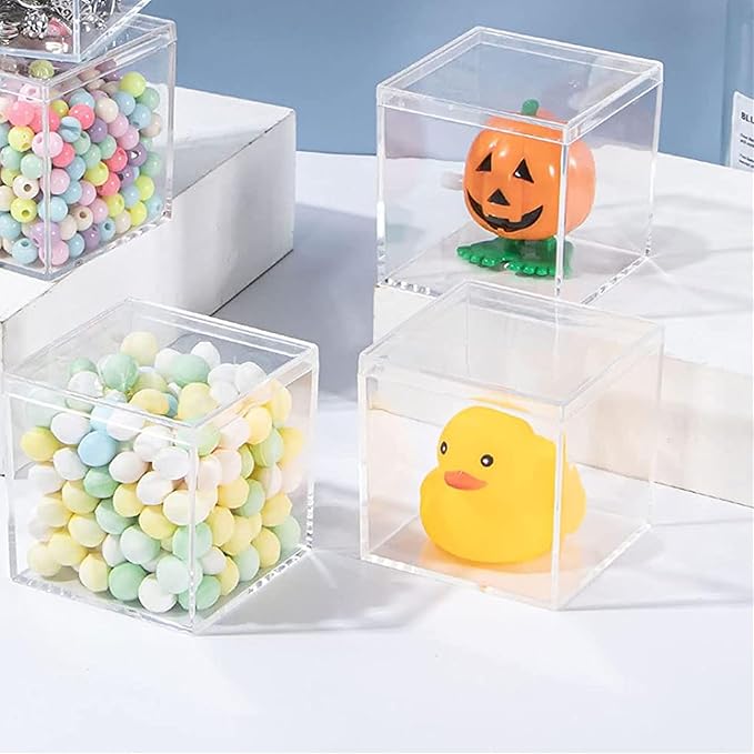 KissYou Clear Acrylic Boxes,4 Pack Lucite Boxes for Party Decoration Gifts Weddings Graduatio Party Favors Treats, Candies & Accessories Plastic Storage Boxes