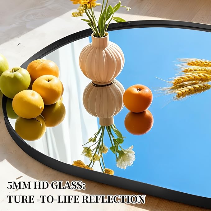 Oval Full Length Mirror, 71"×24" Wall-Mounted Floor Mirror with Metal Frame, Ultra-Clear Explosion-Proof Dressing Mirror, Simple and Classic Deco for Cloakroom/Bedroom/Living Room, Black