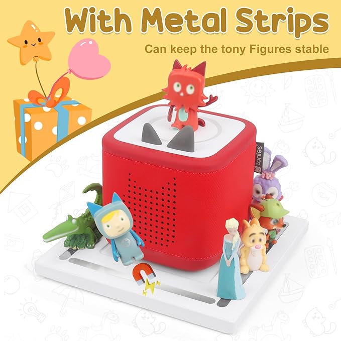 Taladad for Tonie Shelf, Tonies Storage for Toniebox 2/ Toniebox 1 Tonie Figures Creative Tonies Magnetic Shelf for,Tonie Box Player 10-30 Characters (White)