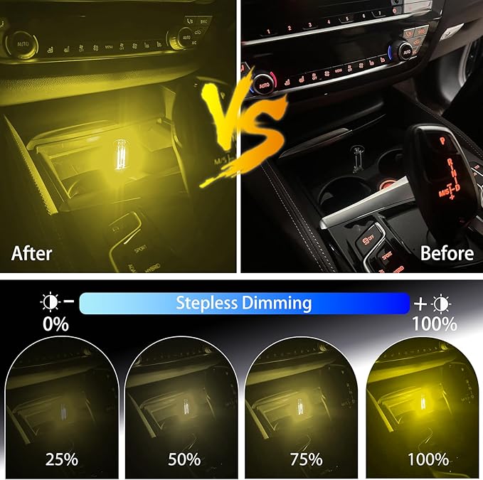 4 Pack USB Ambient Light Set,Mini Vintage Glass USB Night Lights with Touch Control & Dimmable, Plug in Car Interior Atmosphere Lamp for Bedroom,Laptop,Portable Mood Lighting(Purple Pink Green Yellow)