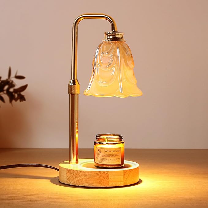 Droyek Candle Warmer Lamp with Timer Electric Candle Warmer Lamp Adjustable Height Candle Warmer Dimmable Wax Warmer Lamp Jar Candles with 2 Bulbs for Home Decor & Office