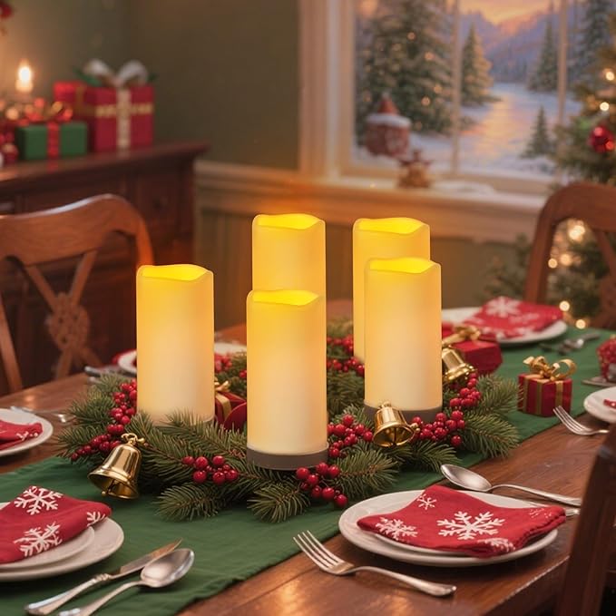 Artmarry 12 Pack Flickering Flameless Candles Large (D 3" x H 6") LED Candles Fake Pillars Outdoor Indoor Battery Operated Candles with Remote for Home Wedding Christmas Holiday Décor (12 Pack)