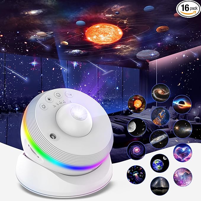 Meteor Galaxy Projector, 13 in 1 Planetarium Star Projector Realistic Starry Sky Night Light with Solar System Constellation Moon for Kids Adults Bedroom Ceiling Home Theater Living Room Decor