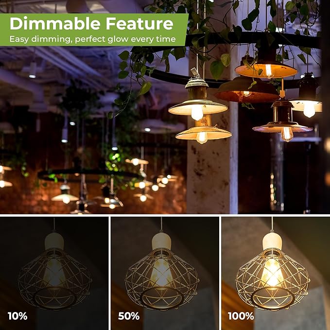 Sigalux LED Edison Bulb 60 watt Equivalent, E26 Light Bulb Dimmable, Soft White 2700K, Clear Glass ST58 Vintage Light Bulbs, 80+ CRI, 700LM, E26 Base, 12 Pack