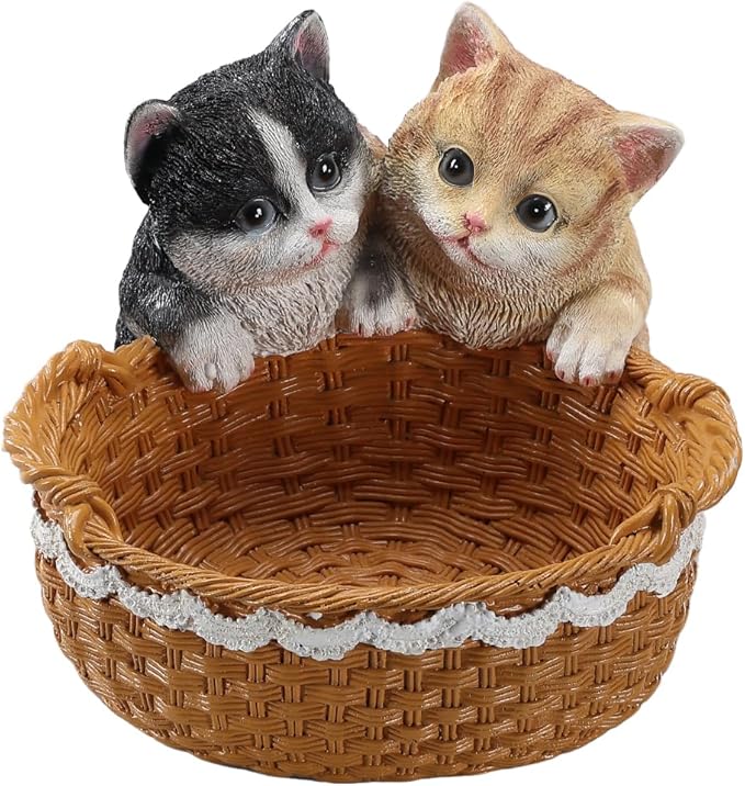 Cat Resin Storage Basket, Desktop Organizer for Remote & Keys, Cute Home Decor Tray, Ideal present for Pet Lovers.(Two British Shorthair cats)