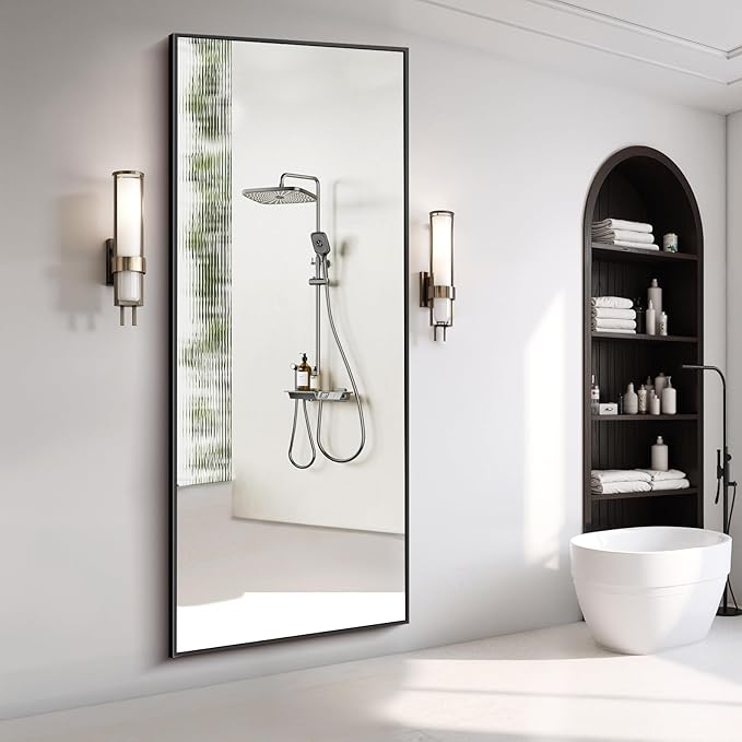 76"x34" Floor Mirror Full Length - Standing Mirror with Aluminum Alloy Frame, Large Body Mirror for Bedroom, Living Room, Wall Mounted or Leaning
