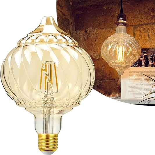40 Watt Decorative Vintage LED Light Bulbs, Golden Pumpkin 4W LED Filament Edison Bulb,2700K Oversized Warm Lights,Non-Dimmable E26 Lamp Base,1-Pack
