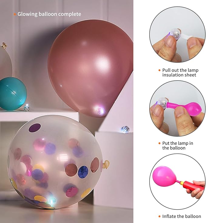 Aogist 200Pcs Pink Balloon Lights with Hook,Long Standby Time,Waterproof Mini Light for Birthday Party Wedding Christmas Halloween Easter Decorative (Steady)