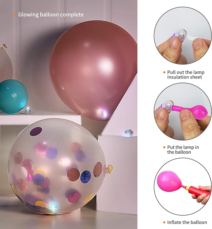 Aogist 100pcs 10-Colors Mini Lights with Hook,Long Standby Time Waterproof LED Balloon Light,Battery Powered,Ball Lamp for Balloon Paper Lantern Birthday Party Christmas Halloween