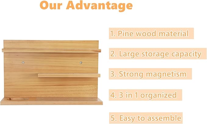 PHOENANCEE for Tonies Shelf Magnetic,for Toniebox Figures Storage Display Shelf (40-48 Character),Wall Floating Shelves Wooden,Compatible Charging Station for Children Kid's Room,Pine,3 Tier