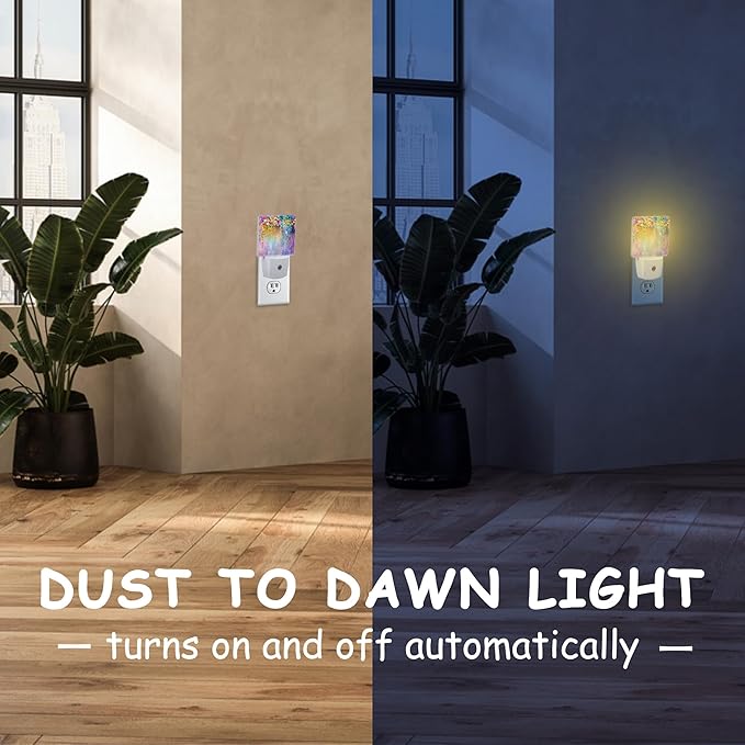 Abstract Ivy Floret Night Light Plug into Wall with Dusk to Dawn Sensor Blue Purple Flower Energy Efficient LED Nightlight for Women Girls Boys Room Decor,Hallway,Kitchen,Bathroom,Nursery,Stairs