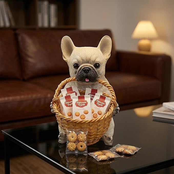 Dog Resin Storage Basket, Desktop Organizer for Remote & Keys, Cute Home Decor Tray, Ideal present for Pet Lovers.(French Bulldog /Cream)