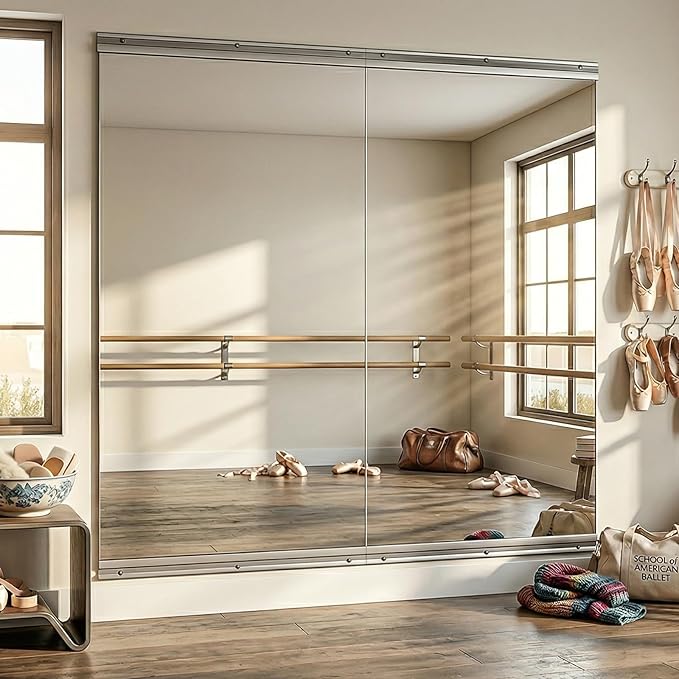 VooBang Home Gym Mirror - 2 PCS 30×55 inches, Large Frameless Wall Mounted Full Length Body Mirror for Dancing Studio, Exercise, Fineness, Yoga, Tempered Glass