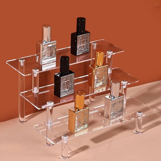 Acrylic Riser,Large Display Risers, Clear Risers Perfume Organizer, 3 Tiered Cupcake Shelf Stand Holder,9 Inch,DIY