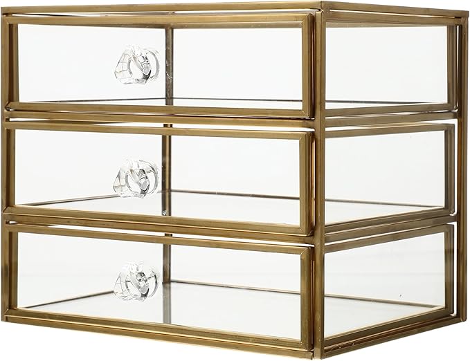 PRETYZOOM Multi Drawer Tabletop Storage Case Elegant Jewelry Organizer Transparent for Cosmetics Rings Earrings Bracelets Space-saving Design for Home Office Use