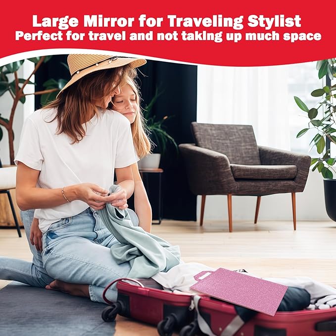Foldable Full Length Mirror, 2-in-1 Wall Mounted or Tabletop Mirror, Portable Travel Mirror with Handle for Dance Home Bedroom Wardrobe Stage Makeup Checks Camping Outdoor Use (47" x 12.5", Tri-Fold)