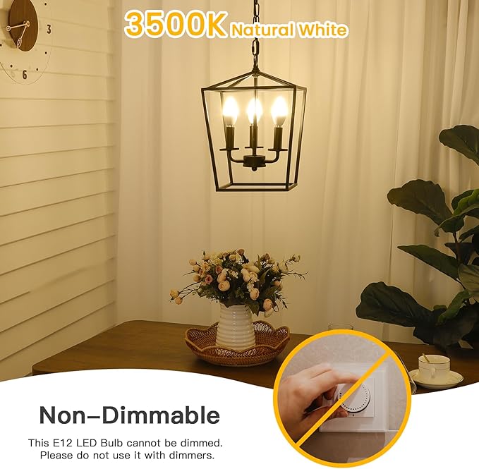 MAXvolador LED E12 Candelabra Light Bulbs 60W Equivalent, 6W B11 Candle Base, 600 Lumen Chandelier Bulb, Natural White 3500K, Non-Dimmable, Pack of 6