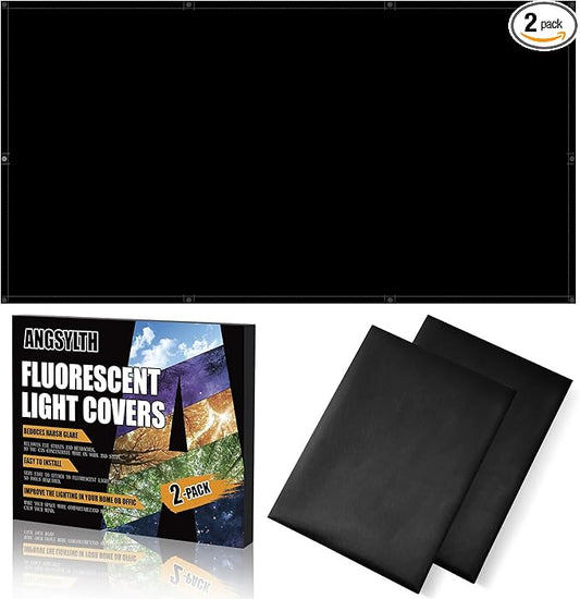 ANGSYLTH 2 Pcs Fluorescent Light Covers - 4 x 2 Feet Covers for Ceiling Lights, Magnetic Light Filters for Classroom, Office, Hospitals, Home (Black)