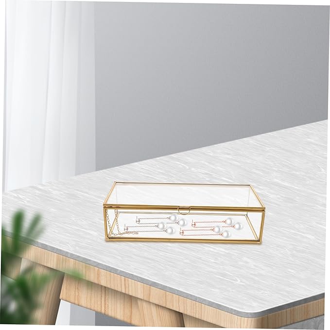 Cabilock Vintage Jewelry Containers Rectangular Storage Organizer Makeup Container Glass Shadow Boxes Decorative Box