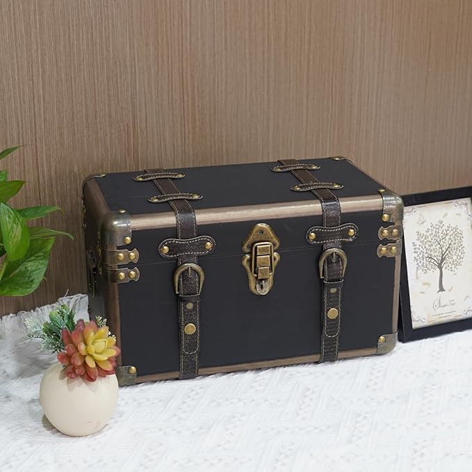 Storage Box, Vintage Wooden Decorative Box with Flip Top, 15.74x9.05x9.05 inches, Brown, for Storage and Home Decoration