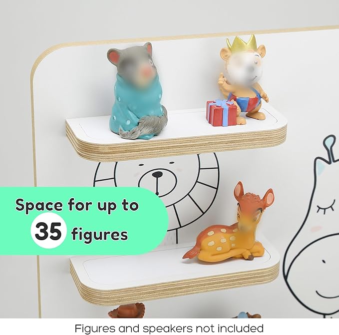 stadtecken Wooden Shelf for Music Box I Suitable for The Toniebox and ca. 35 Tonies I Perfect Storage in The Children's Room I for Setting up or Hanging (Medium, Friends)