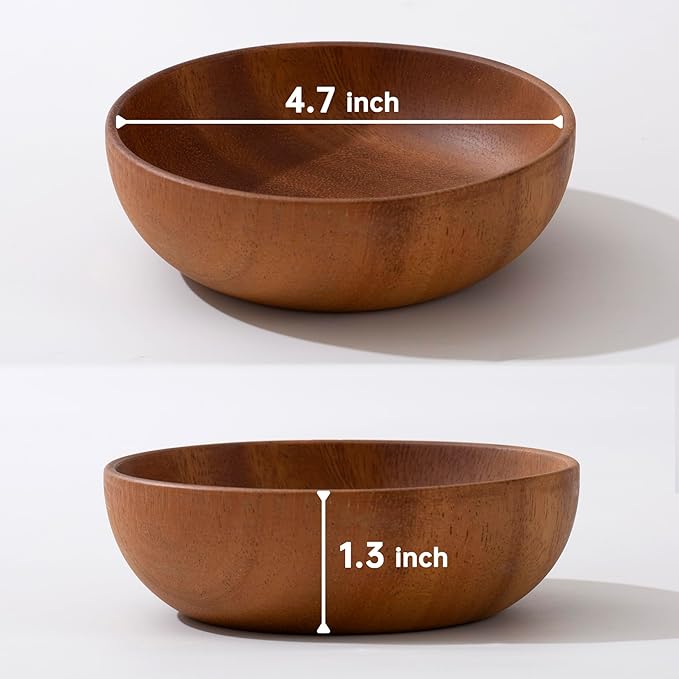 4.7inch Small Round Keys Bowl for Entryway, Acacia Decorative Bowl for Organizing Tabletop Decorative Organizer Basket for Keys Wallet Cell Phone for Fruit Candy Cracker