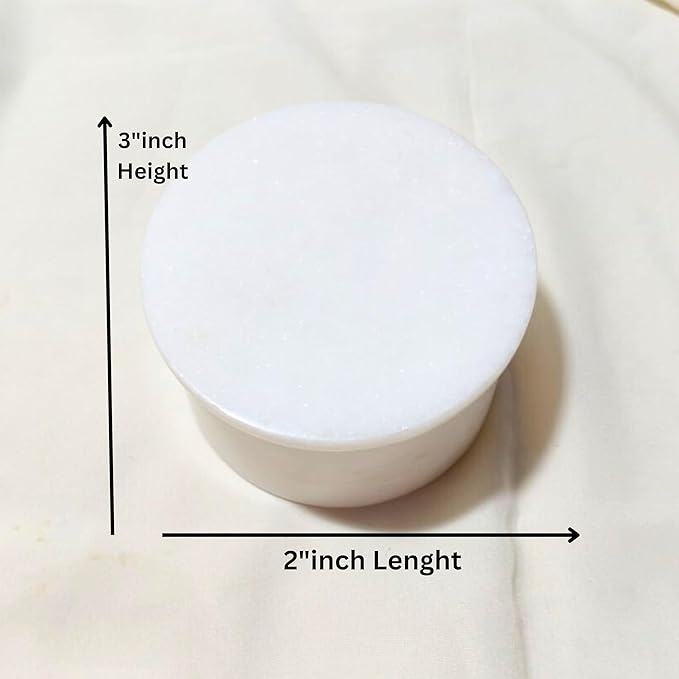 Marble Jewelry Box 2.25'' inch – Hand-Carved Round Alabaster Trinket Box for Rings & Makeup – Elegant Organizer for Women – Decorative Gift for Birthday, Anniversary, Vanity & Home Décor