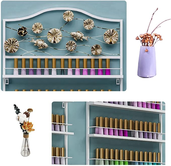 Metal Wall-mounted Nail Polish Storage Racks Nail Polish Display Rack Wall-Mounted Shelf Organizer Storage Holder Metal Floating Shelf Ledges Combination Shelf for Essential Oils,Perfume,Makeup Bottle
