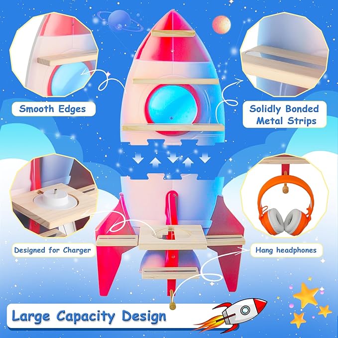 Taladad for Toniebox 2/1 Tonie Shelf Wall Mounted Set of 4,Tonies Figures Tonies Storage,Magnetic Wooden Floating Shelves Compatible with Tonie Box Player Character for Children Room