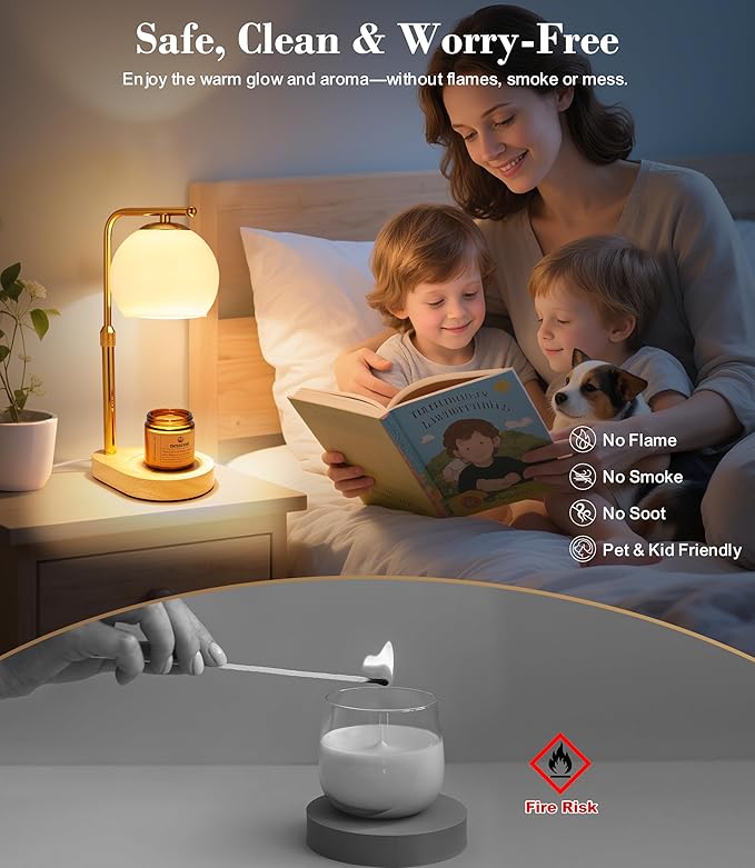 Modern Candle Warmer Lamp White Glass Minimalist Candle Warmer Lamp with Timer Adjustable Height Budget Friendly Wax Melter for Bedroom Living Room