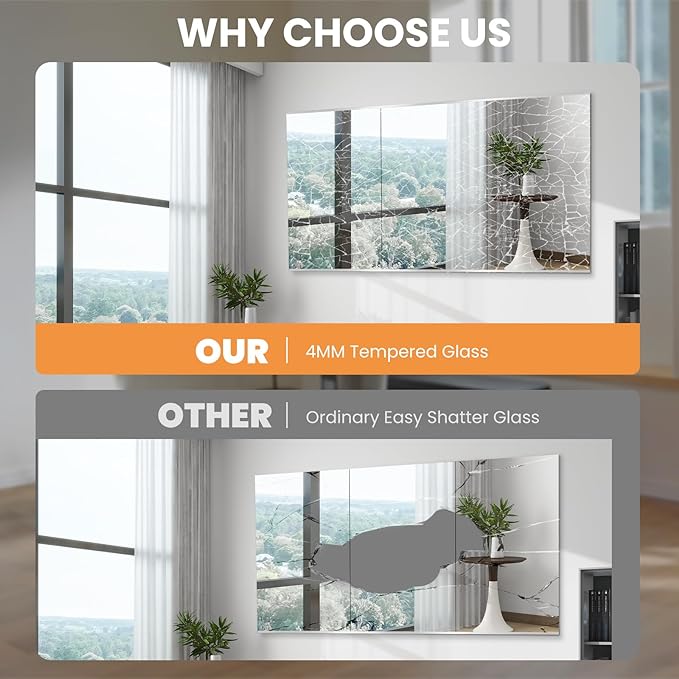 pertetey Home Gym Mirror, 63X24 Inch(Each)-3Pack Large Frameless Tempered Glass Full Body Wall Mounted Mirror for Gym, Yoga, Exercise, Dance Studio