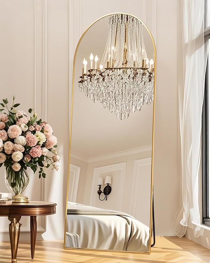 58"x19"Floor Mirror Full Length,Arched Full Length Mirror with Stand,Full Body Mirror,Hanging or Large Leaning for Bedroom Living Room Gold