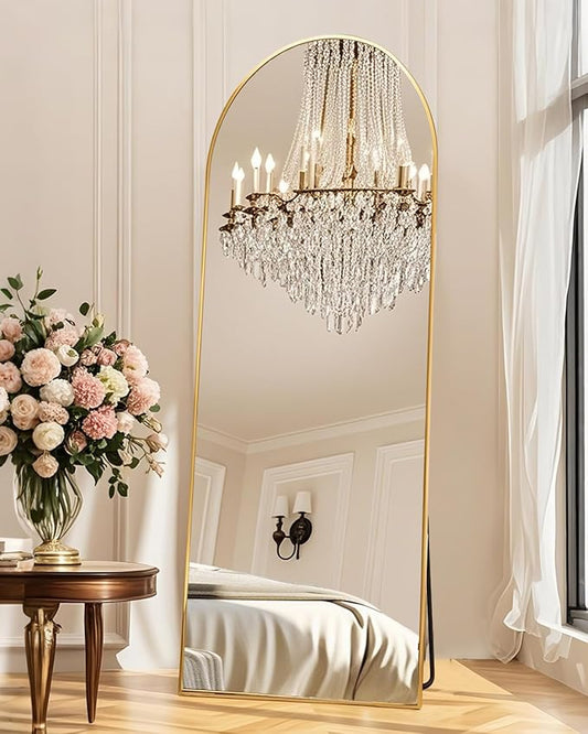 58"x19"Floor Mirror Full Length,Arched Full Length Mirror with Stand,Full Body Mirror,Hanging or Large Leaning for Bedroom Living Room Gold