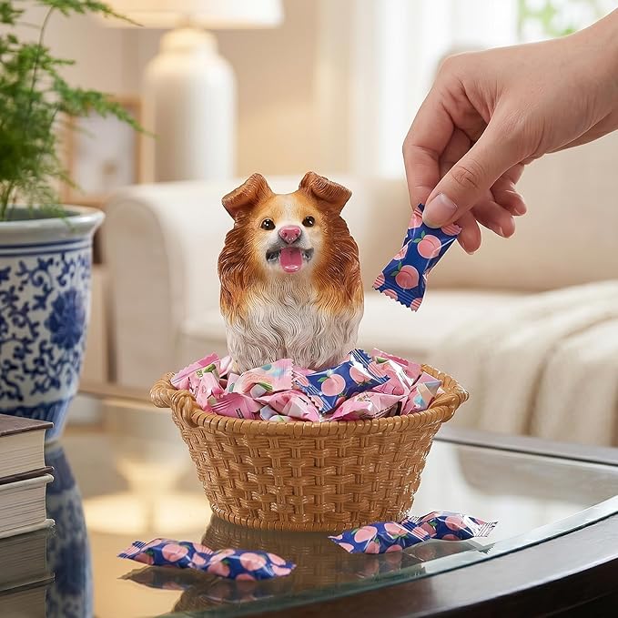 Dog Resin Storage Basket, Desktop Organizer for Remote & Keys, Cute Home Decor Tray, Ideal present for Pet Lovers.(Pomeranian)