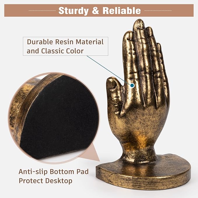 Book Ends to Hold Books Heavy Duty - Book Ends for Shelves, MXARLTR Decorative Bookends for Heavy Books with Anti-Slip Base Book Stopper for Home Office Meditation Yoga Room Decor (Antique Brass)