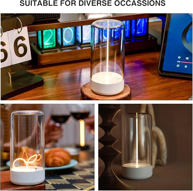 AUGE LIGHT Mini Minimalist Table Lamp Cordless Lamp Rechargeable Table Lamp Portable Nightstand Lamps Desk Lamps for Home Office Unique Ambient Light Mood Lighting for Desk Decor Beside(White)