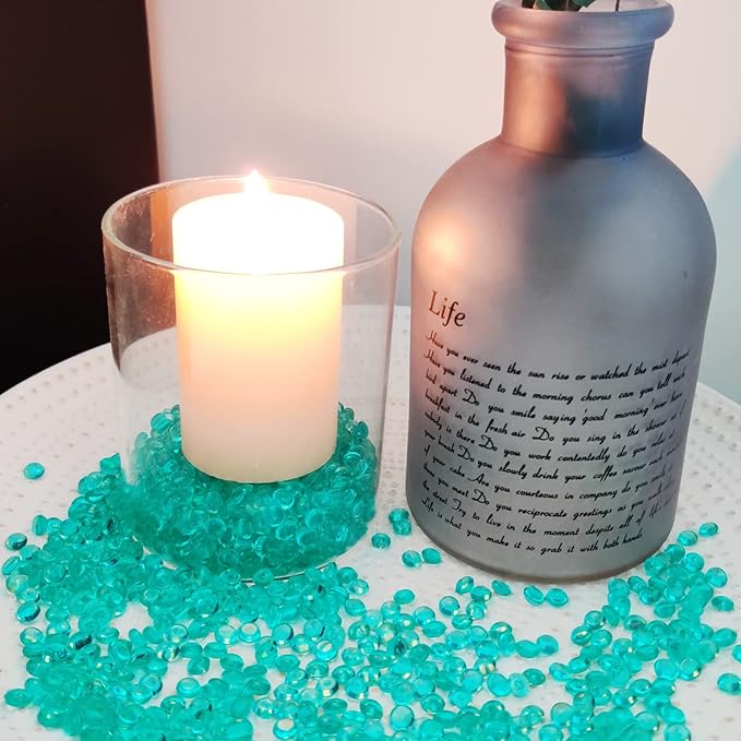 HappyFiller 4400 PCS Teal Tiny Acrylic Beads Gemstone Party Confetti Table Scatters Gems 7mm for Vase Filler,Floral Arrangement,Bridal Shower Decoration,Home Centerpieces,Candle Display