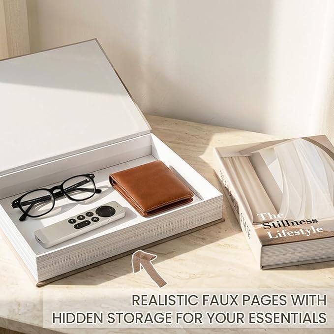 Aesthetic Decorative Books for Home Decor - Stackable Fake Books Storage Box for Coffee Table - Set of 2 Faux Books for Decoration - Fake Book Double as Libros Decorativos and Photo Storage