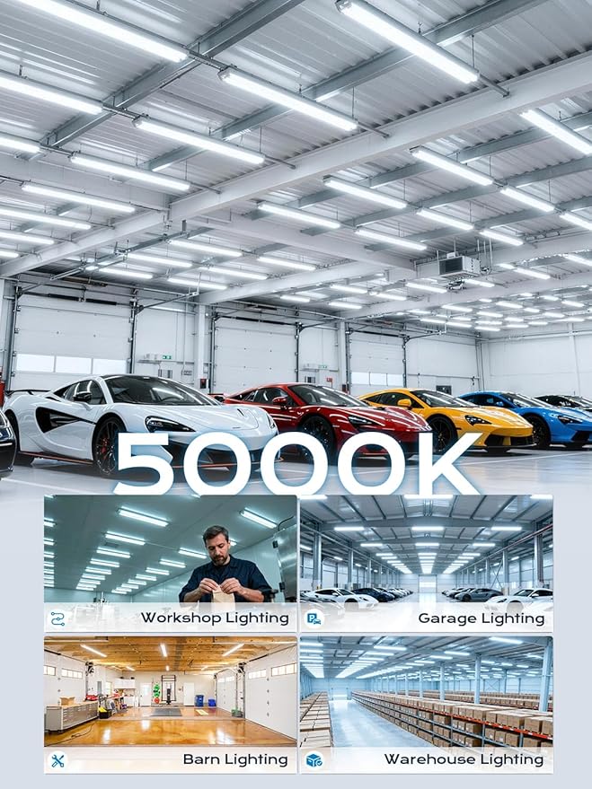 Super Bright 100w 8ft Led Shop Lights 10-Pack| 5000K 15000lm Linkable 8' Led Ceiling Garage Lighting Light Fixtures For Upgrades Garage Shop Workshop Warehouse Barn Lighting| Fluorescent Replacement
