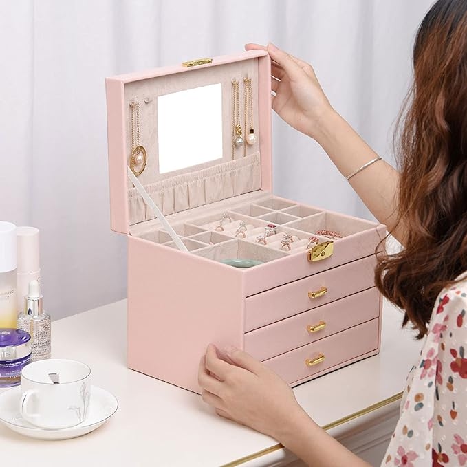 Jewelry Storage Box Makeup Organizers Large Jewelry Box Multi-Layer Jewelry Storage Case Jewelry Organizer Box for Women